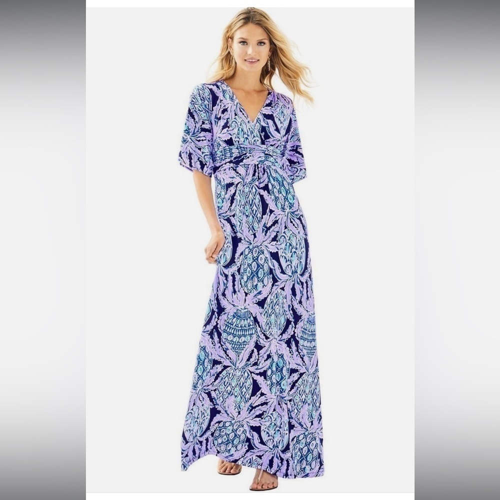 Lilly Pulitzer Parigi Maxi Dress Lilac Verbena Coco Safari Purple Blue Small